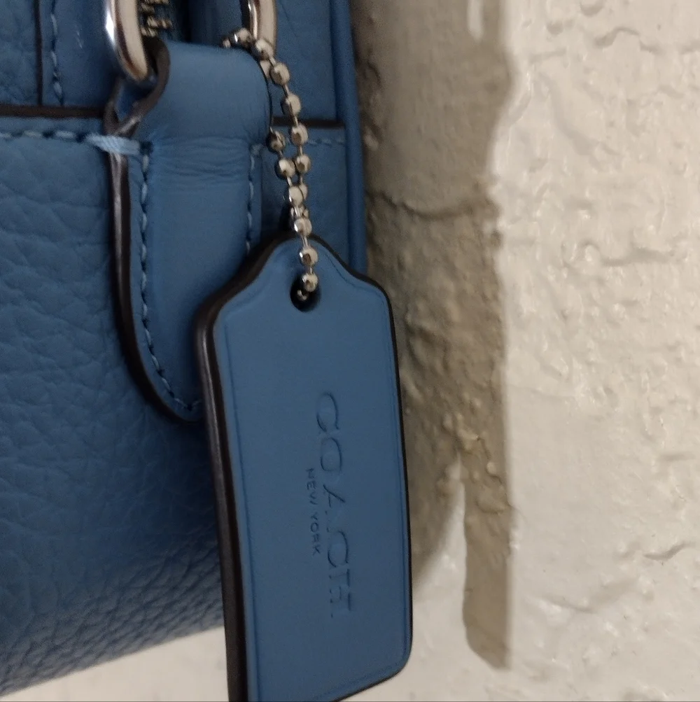 Coach Pool Blue Soft Pebbled Leather Camera Crossbody Bag